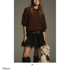 Maeve Violetta tinsel sweater from Anthropologie, chocolate brown like new